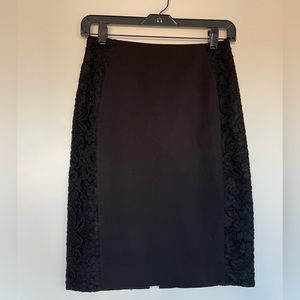 H&M Black Pencil Skirt with Lace Detail - Size 4